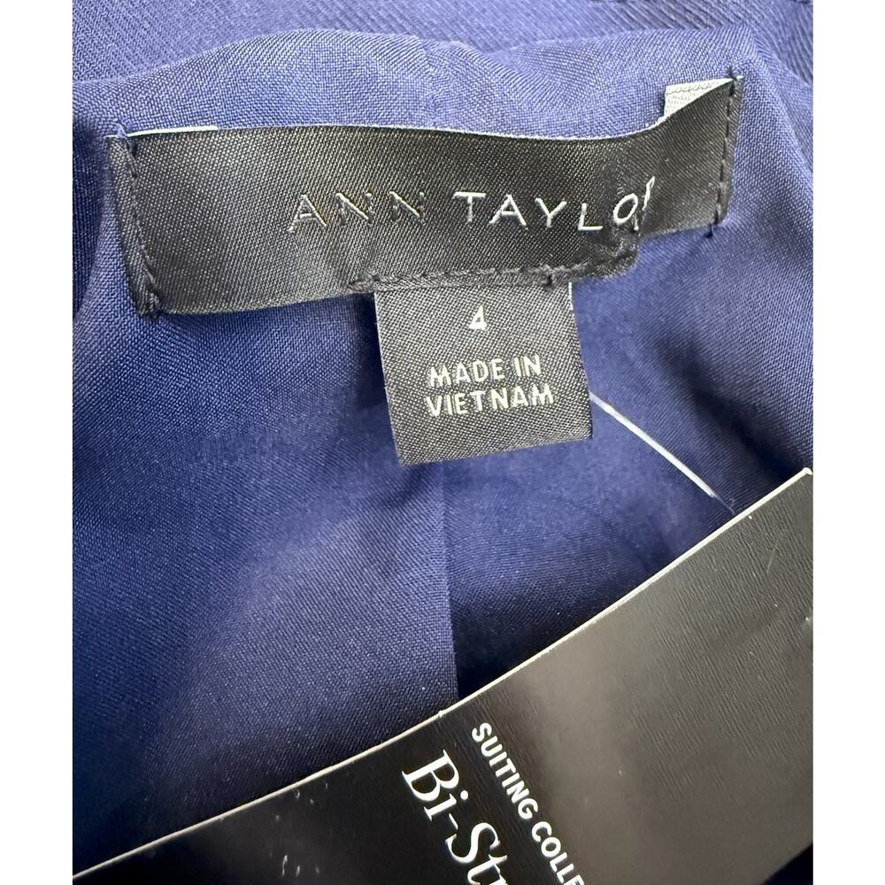 NEW ANN TAYLOR PURE SAPPHIRE BLUE LONG ONE BUTTON BI-STRETCH BLAZER JACKET SZ 4 - Picture 4 of 6